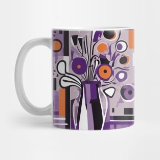 Abstract Geometric Flowers in a Purple Vase After Miró Mug